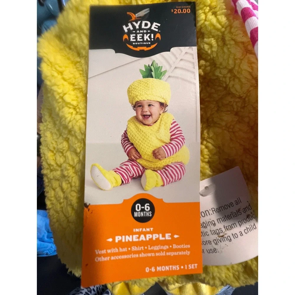 Infant Girls & Boys 0-6 Months Plush Yellow Pineapple Baby Halloween Costume